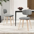 thumbnail image 2 of Giantex Wooden Dining Chairs Set of 2, Chenille Fabric Upholstered Kitchen Chairs, Natural & Grey, 2 of 9