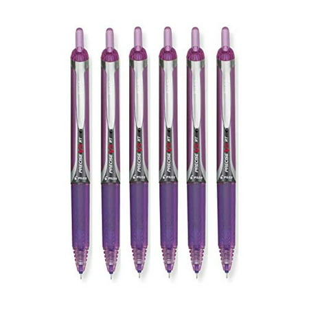 Pilot Precise V5 RT Retractable Rolling Ball Pens, Extra Fine Point, Purple Ink, 6 Pens