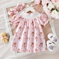 thumbnail image 2 of BJUTIR Dresses For Girls Size 9-12M Summer Sweet And Cute Girl Baby Sweet And Cute Bow Animal Arint Sweet Cute Elasticated Collar Short Sleeve Dress Leisure Sundress, 2 of 9