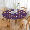 thumbnail image 3 of Purple Sun Moon Cloud Star Pattern Round Fitted Tablecloth with Elastic Edge,Dining Table Cover Waterproof,Outdoor Round Tablecloth for Camping,Dining,Indoor and Outdoor, 3 of 7
