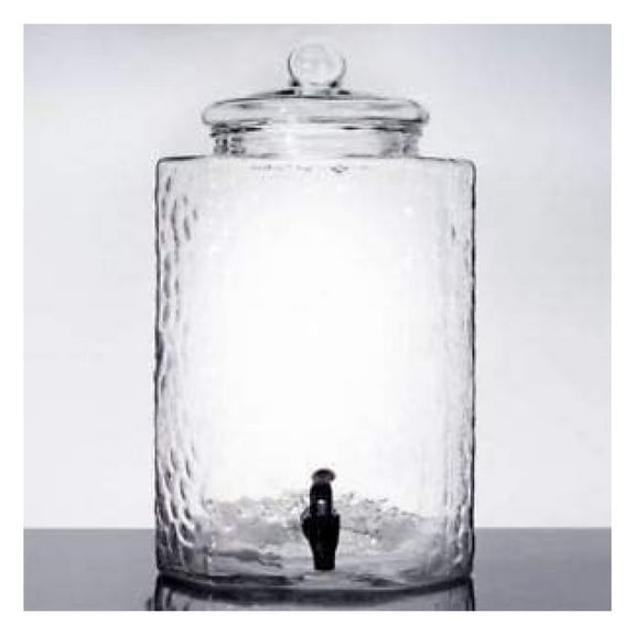 5 Gallon Hammered Glass Beverage Dispenser with Spigot – Large Drink Dispenser for Parties, Weddings, Cold Brew, Lemonade, Iced Tea & More