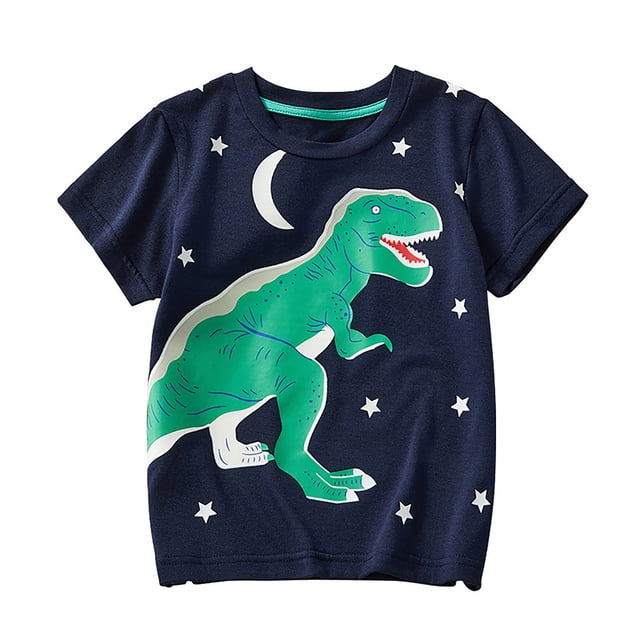 Xuewenshw T-Shirt à Manches Courtes Col Rond Confortable Imprimé Dinosaure pour Enfants Garçons Grands