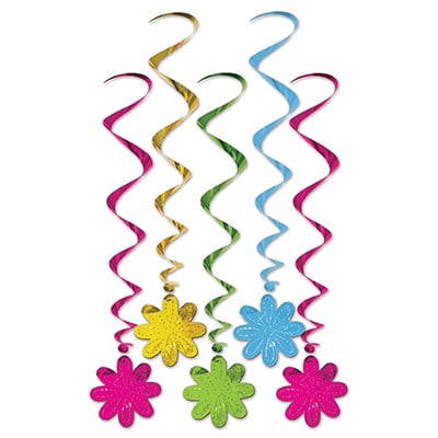 Party Central Club Pack of 30 Multi-Color Summer Flower Spiral Whirls 36"