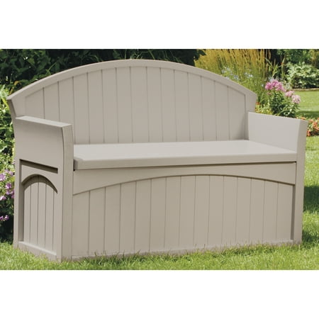 Suncast PB6700 34.5" H X 54.75" W X 21" D Light Taupe Storage Patio Bench