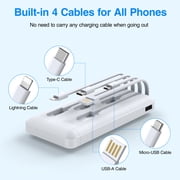JIUMESS 20000mAh Power Bank Portable Charger with Cables Compatible for iPhone, Android Cell Phone