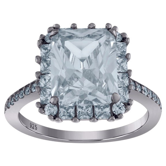 925 Sterling Silver Womens Emerald Cubic Zirconia Engagement Ring Size 9 Engagement Ring for Women