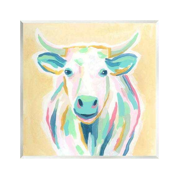 Stupell Industries Pastel Smiling Cattle Animals & Insects Painting Unframed Art Print Wall Art, 12 x 12