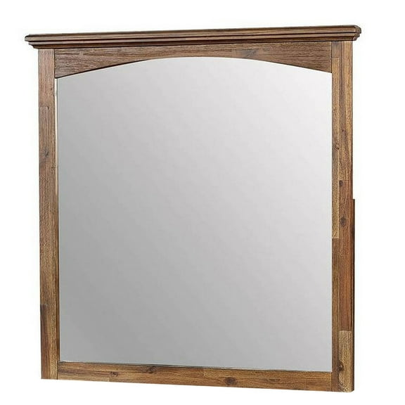 37 Inch Transitional Style Wooden Frame Mirror Dark Oak - Saltoro Sherpi