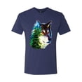 thumbnail image 2 of Earth Wolf Trees Mountains Nature Animal Lover Mens Premium Tri Blend T-Shirt, Vintage Navy, Large, 2 of 3