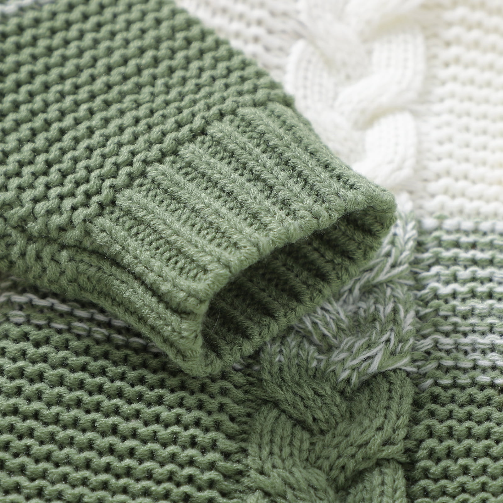 FYMNSI Newborn Baby Girl Boy Hooded Romper Infant Button Down Knitted Jumpsuit Fall Winter Clothes 0-3 Months Green