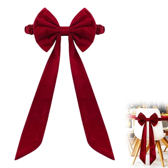 One-Piece Christmas Chair Back Bow Decoration Set. Suitable for Christmas, Weddings, Parties, Banquets, Hotels, Homes, Kitchens, And Chair Cover Decorations.