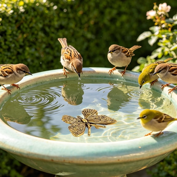 Kieccall Vintage Butterfly Bird Bath Purifier Water Agitator Cleaner for Outdoor Garden Gift