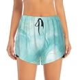 thumbnail image 2 of Balery Blue Marble Pantalones cortos deportivos para mujer con forro y dos bolsillos, elásticos, para entrenamiento, gimnasio, yoga-Large, 2 of 7
