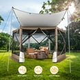 thumbnail image 6 of COBIZI 12'x12 Pop Up Gazebo 6-Sided Screen House Tent for Camping, Outdoor Instant Stargazing Gazebo Canopy with Awning 2.0, Portable Hub Tent with Netting, Screen Tent for Outdoor, Backyard, Khaki, 6 of 13