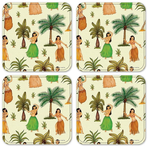 Vinyl Drink Coasters - Set of 4 - Hula Girls - Image by Dan Morris