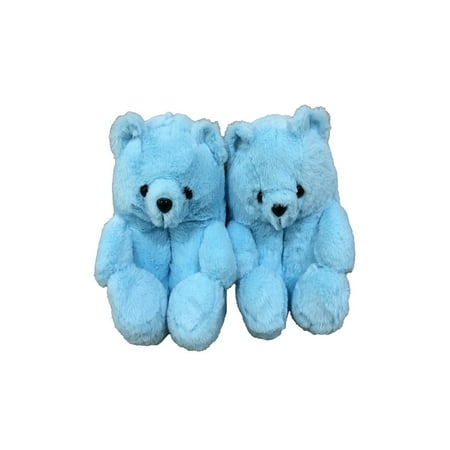 

Rockomi Mens House Shoes Plush Animal Slipper Fuzzy Teddy Bears Slippers Boys Lightweight Casual Home Shoe Comfort Winter Warm Blue Teddy Bear (W) US 4-9/(M) US 7-8
