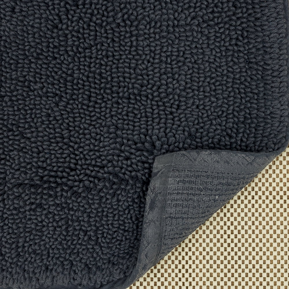 Mohawk Home Classic Cotton Plush Stain/Fade Resistant Non-Slip Washable Bath Mat, Charcoal, 2' X 5'
