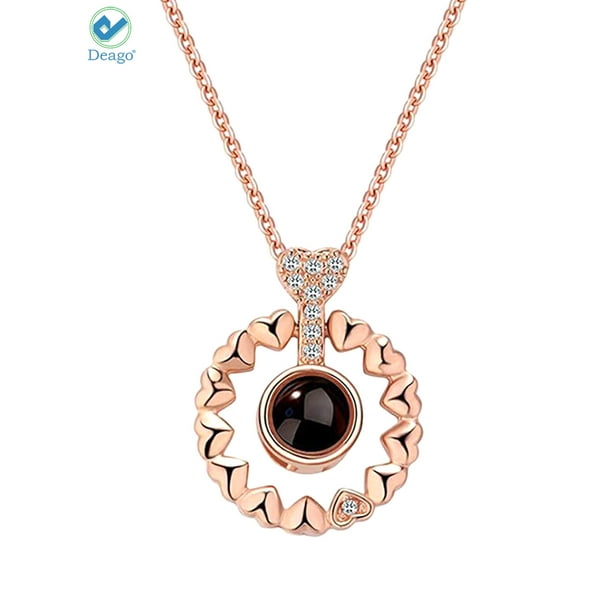Deago Deago Love Heart Necklace For Women 100 Languages I Love You Memory Necklace Pendant Gift For Her Walmart Com Walmart Com