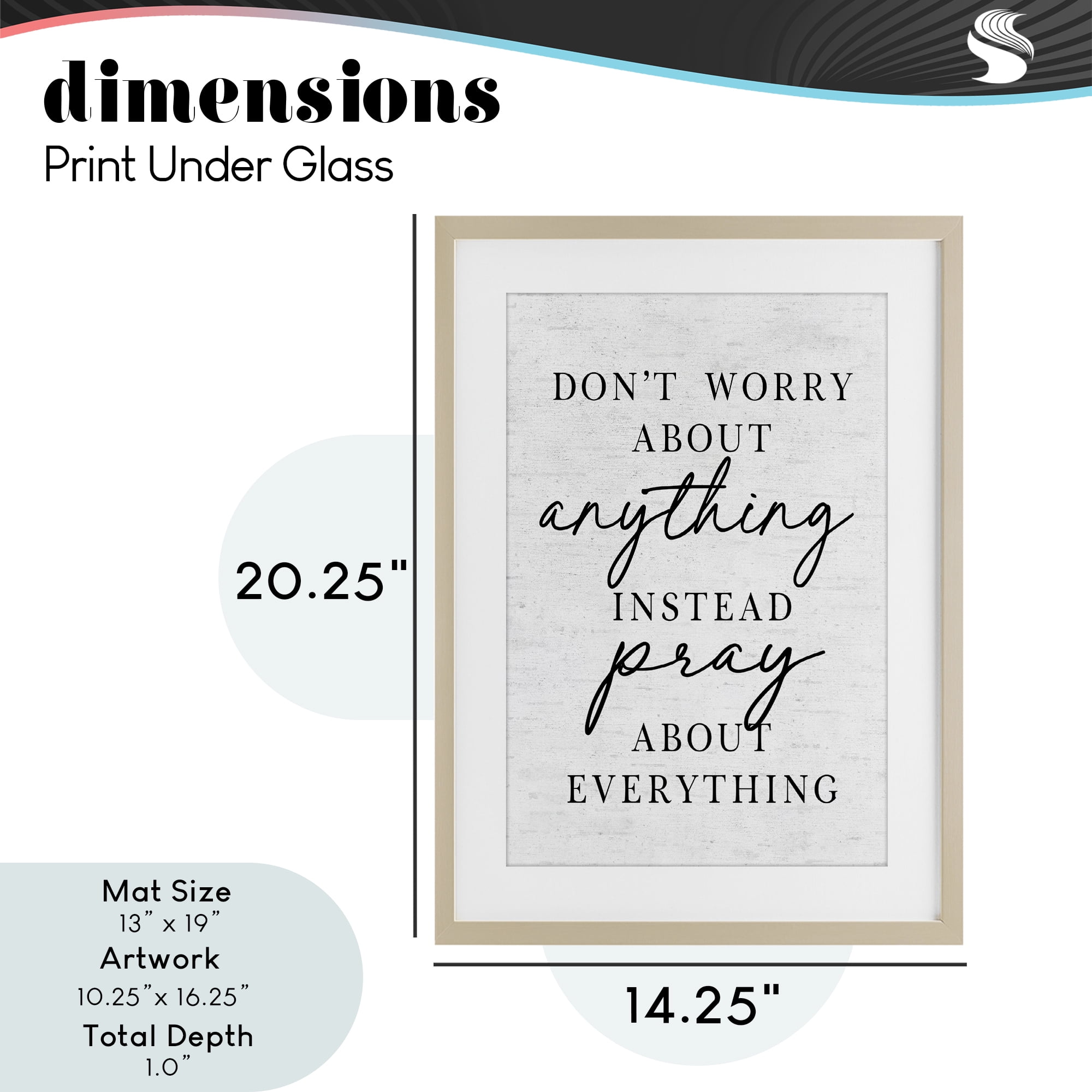 Pray Instead Of Worry Birch Framed Print Under Glass, design by Lettered and Lined
