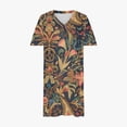 thumbnail image 4 of Pisexur Robes d'Été pour Femmes Mode Multicolore à Imprimé Floral Robe Soleil Décontractée Ample à Col en V à Manches Courtes Robes T-Shirt Fluides Surdimensionnées Robe Soleil avec Poches Grande Taille Robe Midi G-5TG, 4 of 5