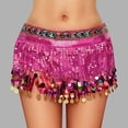 thumbnail image 3 of Felirenzacia Belly Dance Hip Scarf Chiffon Skirt Wrap Professional Hip Scarf Skirt Costume with Coins for Yoga Belly Dancing, Hot Pink,Free Size, 3 of 3