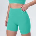 thumbnail image 5 of felwors Women 6" No Front Seam High Waist Biker Shorts Buttery Soft Booty Flattering Yoga Workout Shorts Green for Size L, 5 of 9