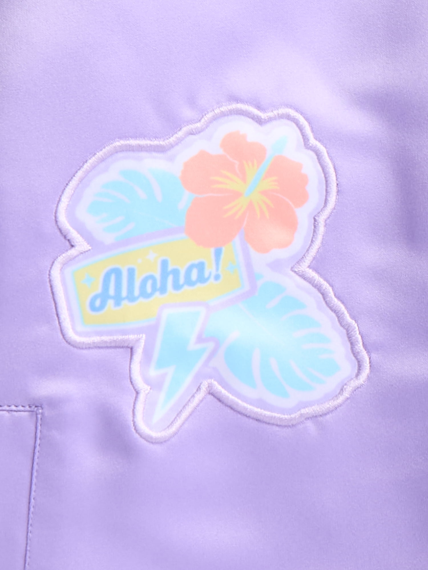Stitch Girls' Graphic Patch Varsity Sateen Jacket with Long Sleeves, Sizes 4-12