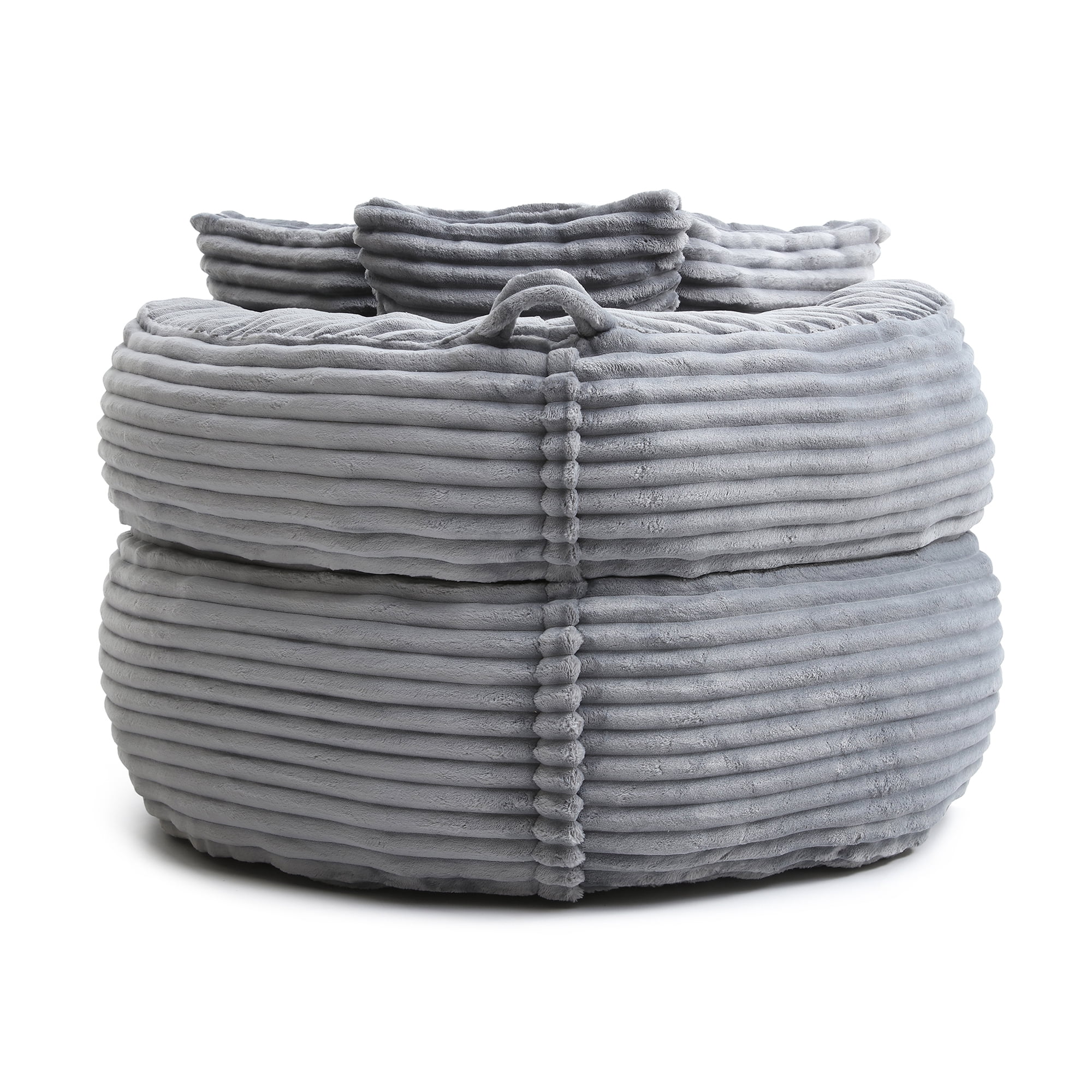 HIUU 45" Gray Bean Bag Chair for Adults with Pull String,Cozy Corduroy Memory Foam Chair,Oversized Bean Bag Chairs for Reading,Floor Beanbag Sofa