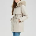 thumbnail image 4 of Fmbrln Winter Jackets for Women Full Zip Up Fleece Lined Parka Jackets with Removable Long Sleeve Fashion Thickened Warm Hooded Coat with Pockets, 4 of 5