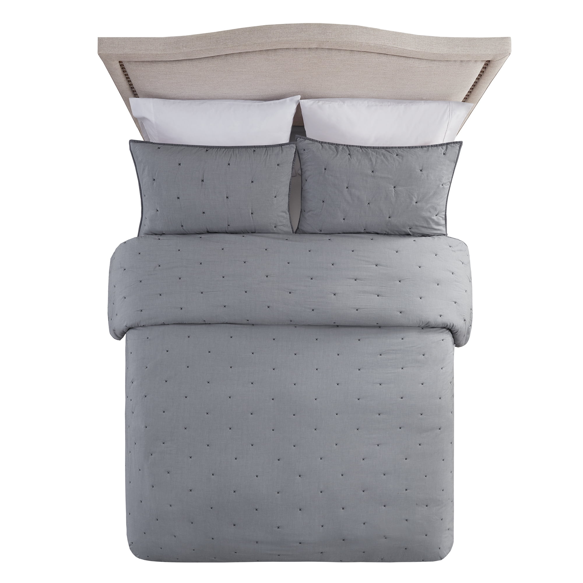 Better Homes & Gardens Cotton Chambray Quilt, Full/Queen, Gray