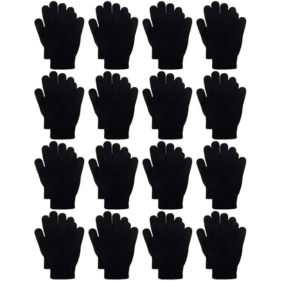 16 Pairs Winter Kids Warm Magic Gloves Full Fingers Stretchy Knitted Gloves for Boys or Girls
