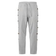 thumbnail image 7 of CONZONE Mens Baggy Pants Wide Leg Pants With Side Buttons Design Trendy Elastic Waist Solid Color Soft Casual Joggers With Pocket, 7 of 7