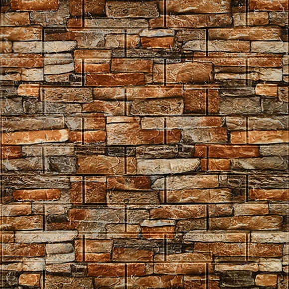 Fawoonu 3D Foam Peel and Stick Wall Panels Wholesale Decor Waterproof Orange Rock - Pack of 12