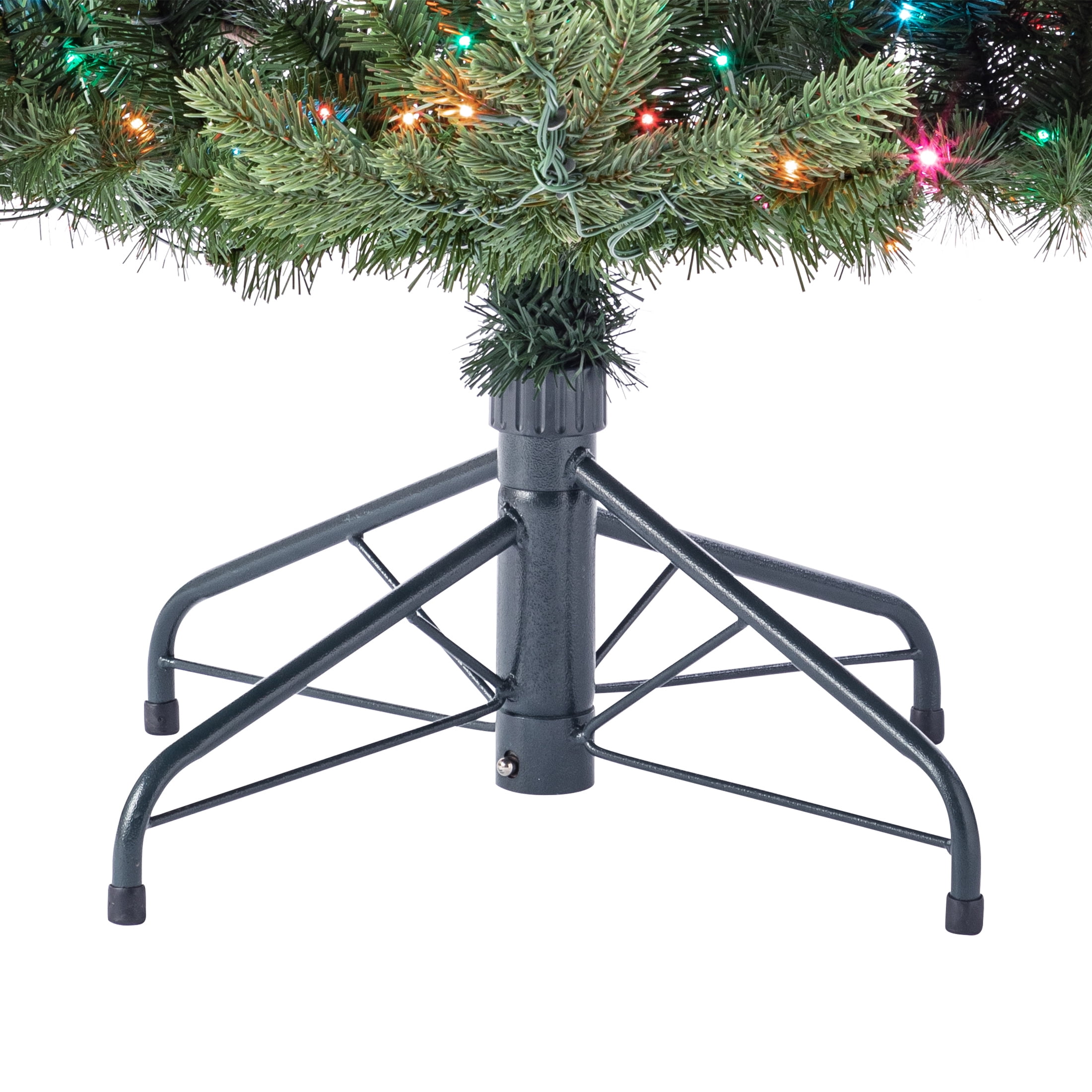 My Texas House 6.5' Pre-Lit Grand Spruce Green Artificial Christmas Tree with LumaDazzle Color-Changing Twinkle LED Lights, Quick Set, and Stand