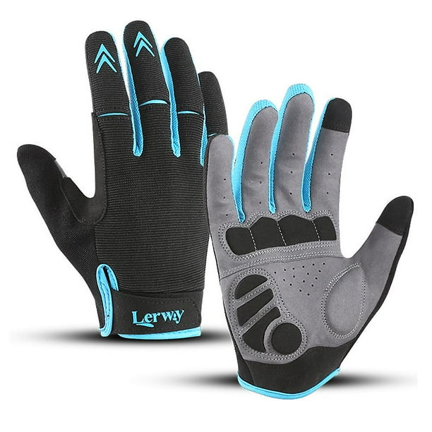 Guantes de bicicleta de montaña para hombres y mujeres, guantes de ciclismo para motocicleta con almohadilla SBR, guantes de motocicleta con pantalla táctil (azul)