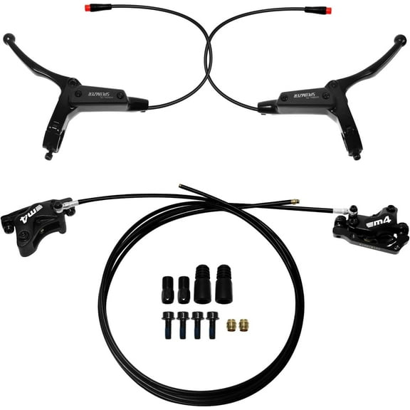 ZTZ 4-Pistons 2-PIN Power-Off Pre-Bled with Mineral Oil Brakes Kit Thick Rotors for eBike, Mountain Bike, Road Bike