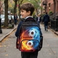 thumbnail image 4 of HUIACONG Fire Ice Soccer Print School Backpack for Boys Teens Age 7-19 Multi Pockets Scratch Resistant Adjustable Padded Straps Water Repellent Lightweight School Bag for Daily Use Sports Trips, 4 of 7