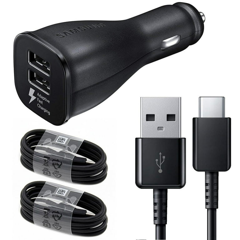 Samsung Adaptive Fast Charging Dual Port Car Charger 2x Cables for