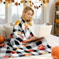 thumbnail image 5 of Fall Throw Blanket Pumpkin Leaves Plaid Flannel Blanket for Couch Bed Sofa, Soft Warm Autumn Blanket Fall Decor Cozy Home Atmosphere, 60"x50", 5 of 5