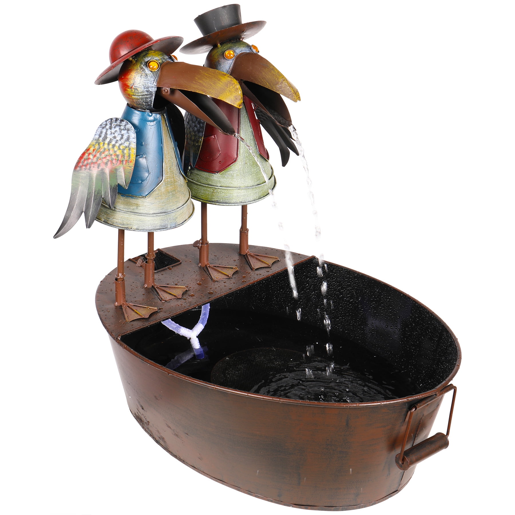 Alpine Corporation Outdoor Metal Crow Water Fountain