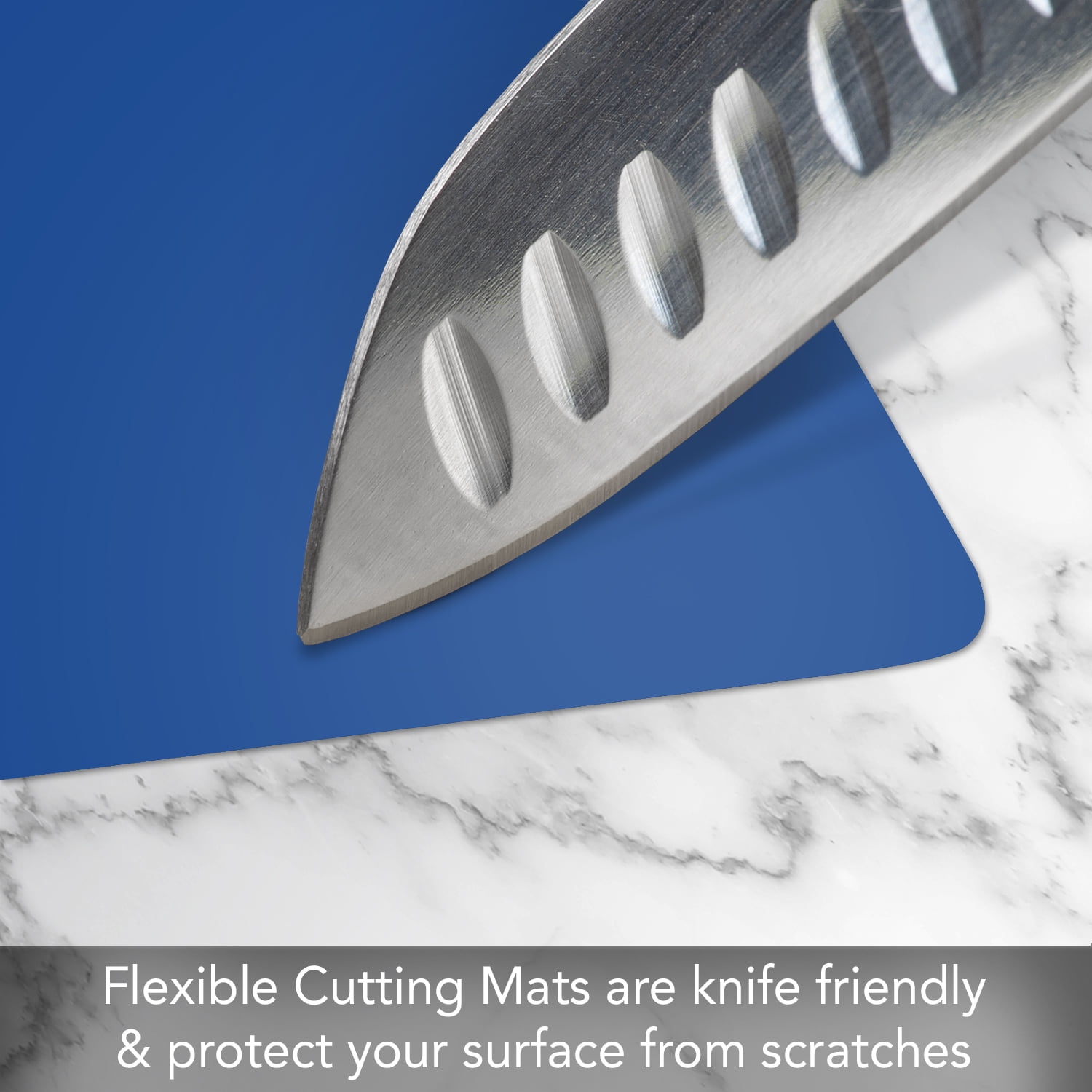 Cut N' Funnel Blue Flexible Plastic Cutting Board Mat 2 Pack 15 by 11.5 