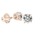 thumbnail image 2 of AFFY Round Cut White Natural Diamond Solitaire Stud Earrings In 14k Rose Gold, 2 of 2