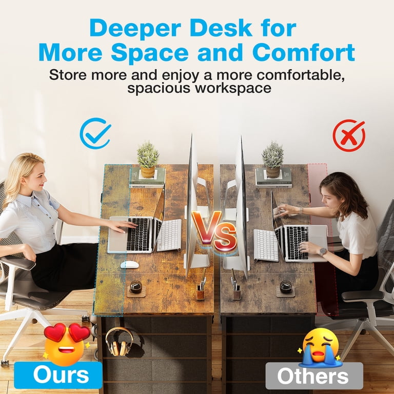 Casacomoda 48-Inch Computer Desk with 8 Fabric Drawers photo 3