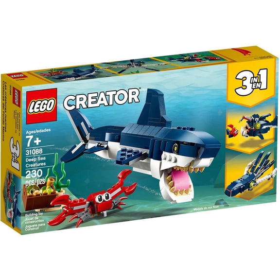 Pre-Owned LEGO Creator 3 in 1 Deep Sea Creatures, Transforms from Shark and Crab to Squid to Angler Fish, Sea Animal Toys, Gifts for 7 Plus Year Old Girls and Boys, 31088