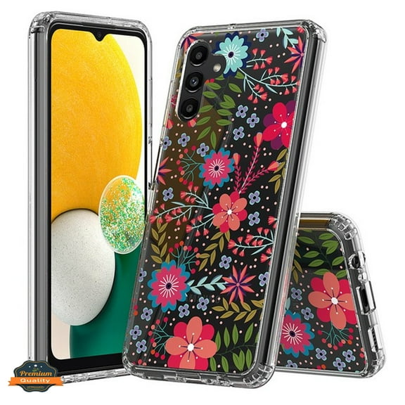 For Samsung Galaxy A04S Floral Patterns Design Transparent TPU Shock Absorption Bumper Slim Hard Back Cover ,Xpm Phone Case [ Red Blooms Blossom ]