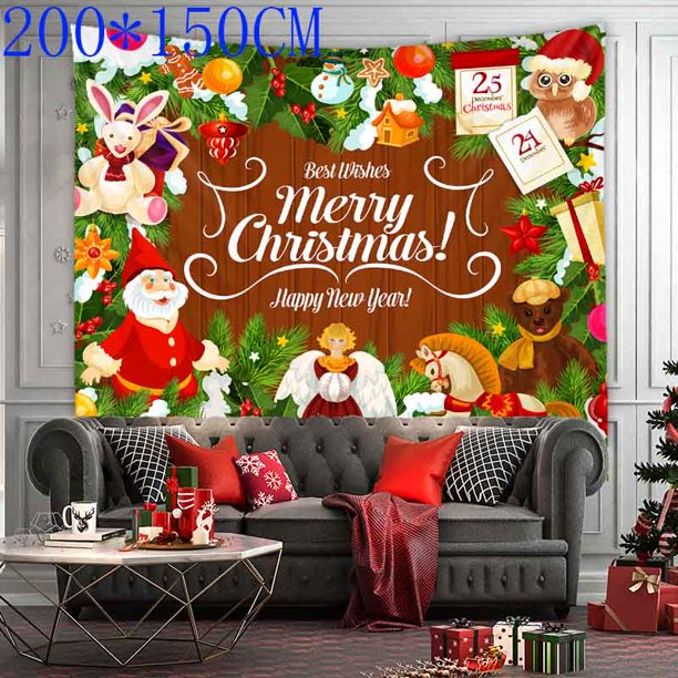 Pinkmall Christmas Tapestry Wall Hanging Fireplace Gifts Wall Tapestry For Party Livingroom Bedroom Dorm Home Decor Walmart Com Walmart Com