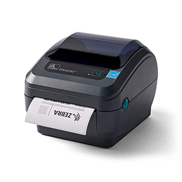 Zebra - Impresora térmica directa de escritorio GX420d para etiquetas, recibos, códigos de barras, etiquetas y pulseras - Ancho de impresión de 4 pulgadas - Conectividad USB, serial y paralelo (Renova