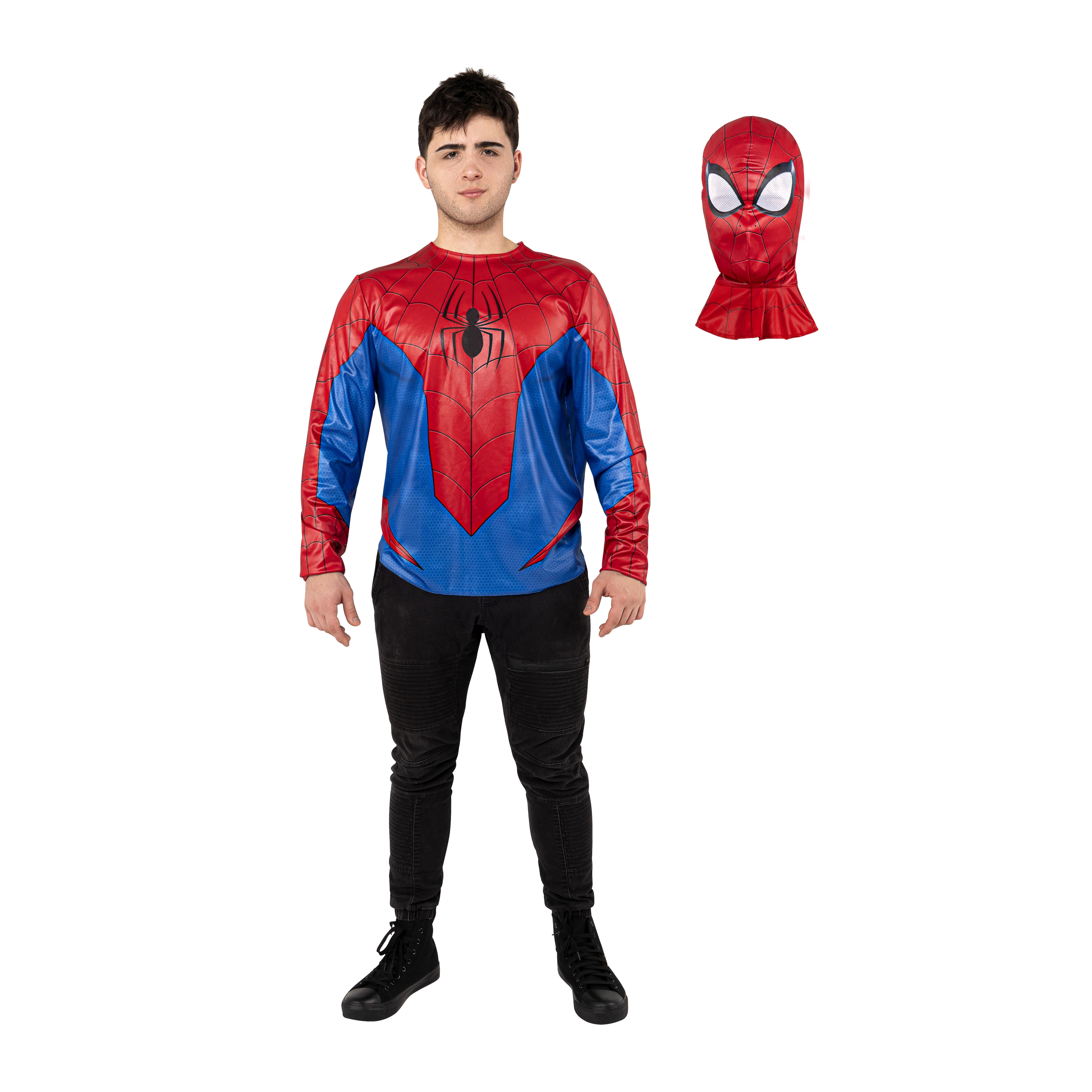 Marvel Spiderman Halloween Costume Top and Mask for Adults, Men's Size L/XL (36-42), by Jazwares