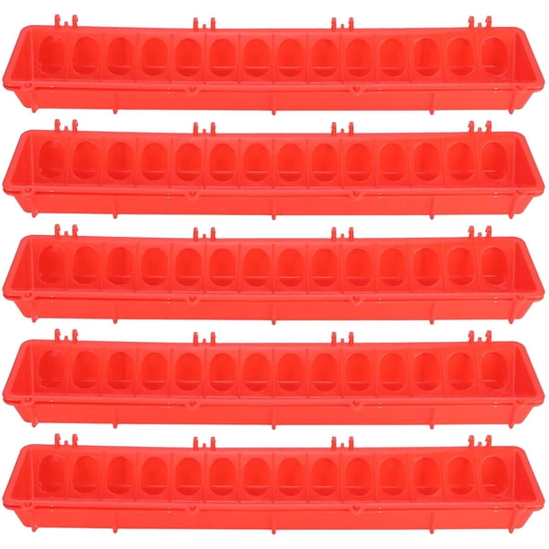 5 juegos de comederos para pájaros, comedero de plástico grueso para colgar al aire libre para palomas, dispositivo de alimentación, accesorio para jaula, rojo, 515x125x80mm