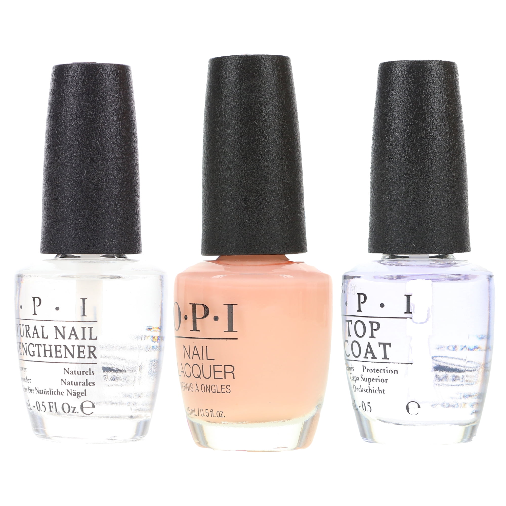 OPI Bubble Bath 0.5 oz, Top Coat 0.5 oz & Natural Nail Strengthener 0.5 oz Combo Pack
